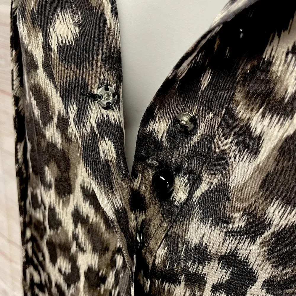 Kate Spade Lynette Ruffle collar Leopard Prink Silk Blouse